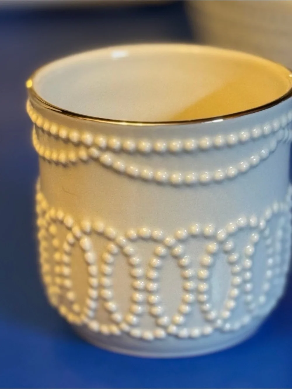 Lenox Ivory Beaded Votive with Gold Accents